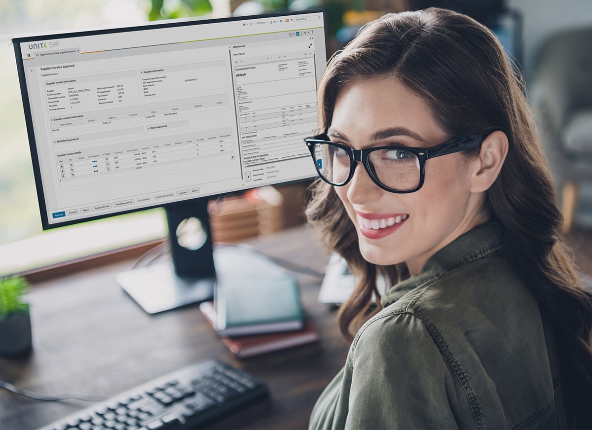 promotional image for Unit4 AI-powered invoice processing webinar