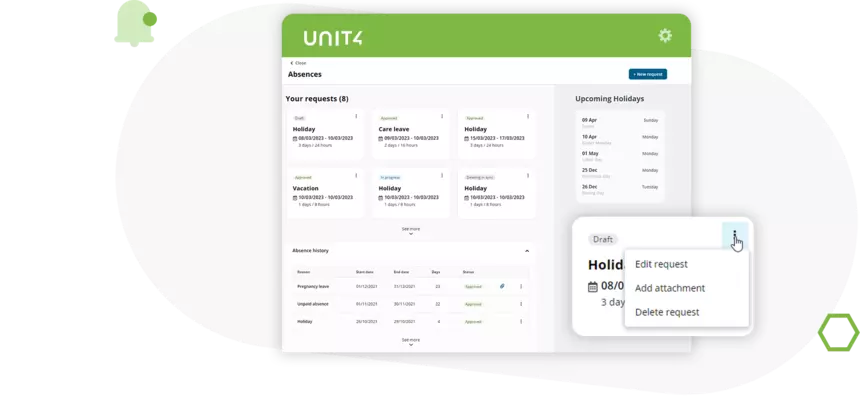 Skärmbild som visar hur man effektiviserar tidrapporter och frånvarohanteringen med Unit4 HCM