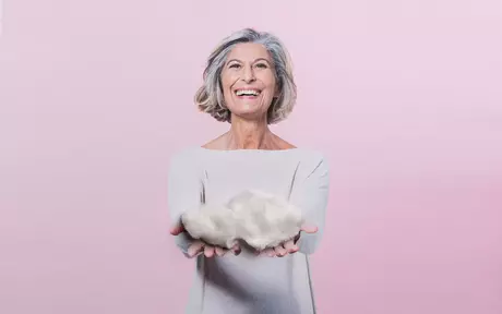 woman holding cloud 