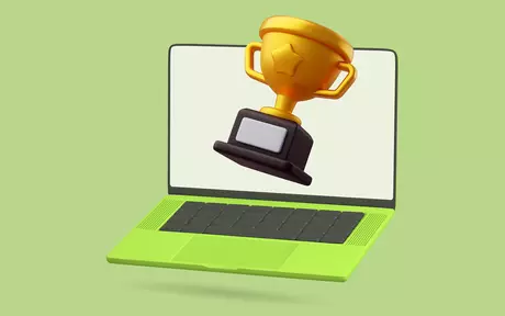 laptop with an award