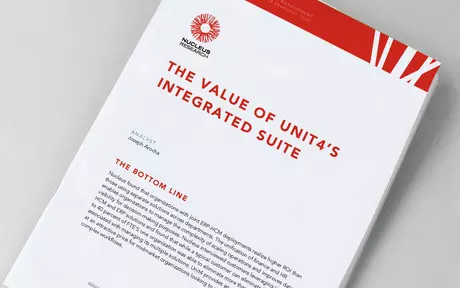 Titelbild für den Nucleus Bericht „The Value of Unit4’s Integrated Suite“